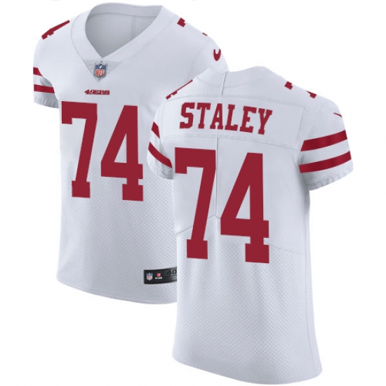 Men's Nike San Francisco 49ers #74 Joe Staley White Vapor Untouchable Elite Player NFL Jersey - Ujersey