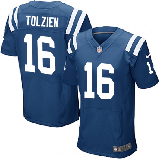Men's Nike Indianapolis Colts #16 Scott Tolzien Elite Royal Blue Team Color NFL Jersey - Ujersey
