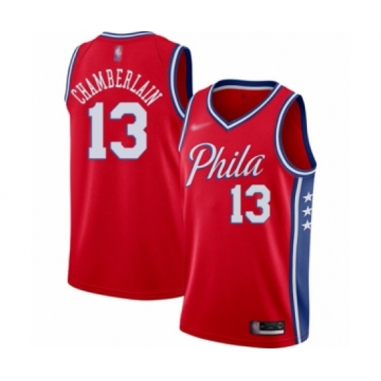 Youth Philadelphia 76ers #13 Wilt Chamberlain Swingman Red Finished Basketball Jersey - Statement Edition - Ujersey