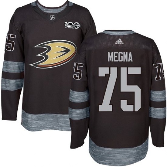 Men's Adidas Anaheim Ducks #75 Jaycob Megna Premier Black 1917-2017 100th Anniversary NHL Jersey - Ujersey
