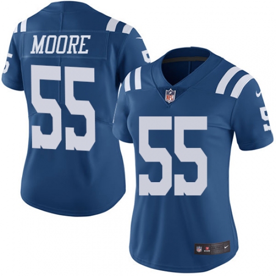 Women's Nike Indianapolis Colts #55 Skai Moore Limited Royal Blue Rush Vapor Untouchable NFL Jersey - Ujersey