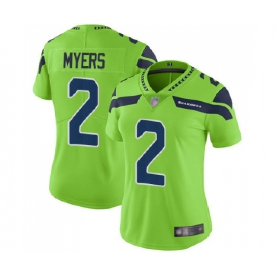 Women's Seattle Seahawks #2 Jason Myers Limited Green Rush Vapor Untouchable Football Jersey - Ujersey