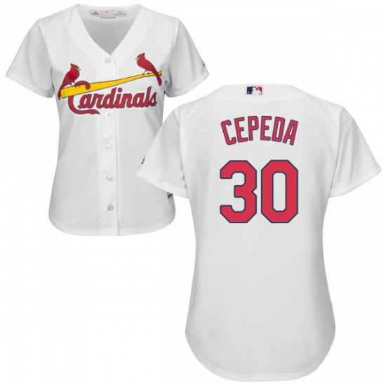 Women's Majestic St. Louis Cardinals #30 Orlando Cepeda Authentic White Home Cool Base MLB Jersey