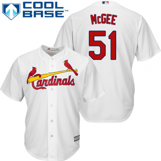 Youth Majestic St. Louis Cardinals #51 Willie McGee Replica White Home Cool Base MLB Jersey - Ujersey