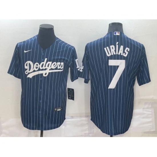 Men's Los Angeles Dodgers #7 Julio Urias Navy Blue Pinstripe Stitched MLB Cool Base Nike Jersey - Ujersey