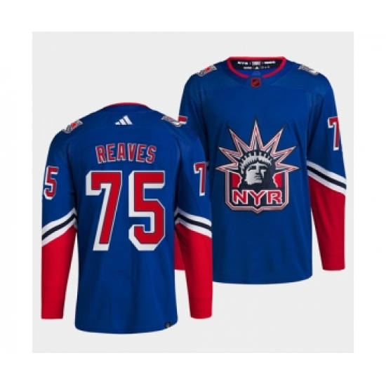 Men's New York Rangers #75 Ryan Reaves Blue 2022 Reverse Retro Stitched Jersey - Ujersey