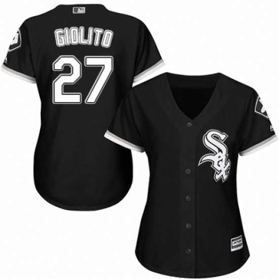 Women's Majestic Chicago White Sox #27 Lucas Giolito Replica Black Alternate Home Cool Base MLB Jersey - Ujersey
