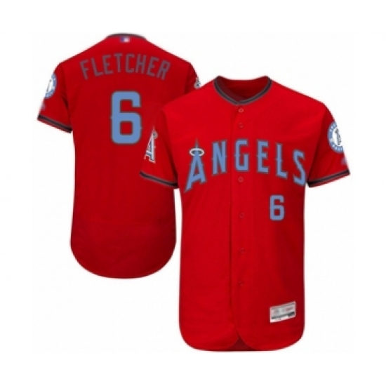 Men's Los Angeles Angels of Anaheim #6 David Fletcher Authentic Red 2016 Father's Day Fashion Flex Base Baseball Player Jersey - Ujersey