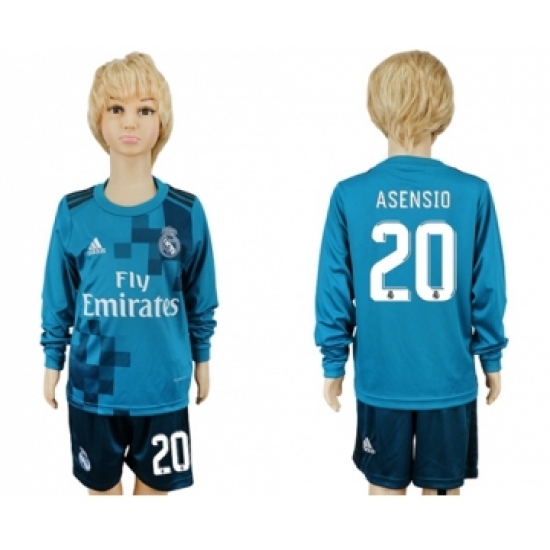 Real Madrid #20 Asensio Sec Away Long Sleeves Kid Soccer Club Jersey