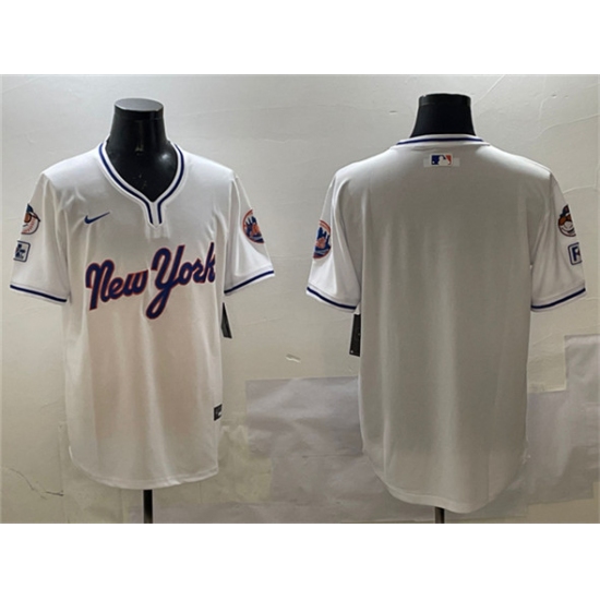 Men's New York Mets Blank White 2025 Spring Training Stitched Baseball Jersey - Ujersey