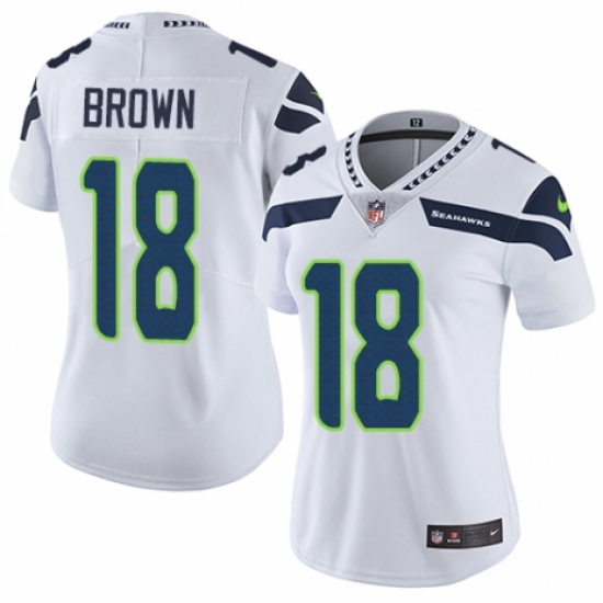 Women's Nike Seattle Seahawks #18 Jaron Brown White Vapor Untouchable Elite Player NFL Jersey - Ujersey