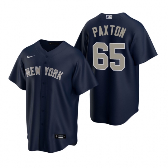 Men's Nike New York Yankees #65 James Paxton Navy Alternate Stitched Baseball Jersey - Ujersey