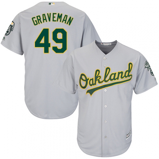 Youth Majestic Oakland Athletics #49 Kendall Graveman Authentic Grey Road Cool Base MLB Jersey - Ujersey