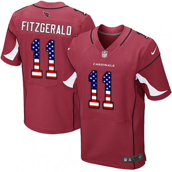 Men's Nike Arizona Cardinals #11 Larry Fitzgerald Elite Red Home USA Flag Fashion NFL Jersey - ujerseystore