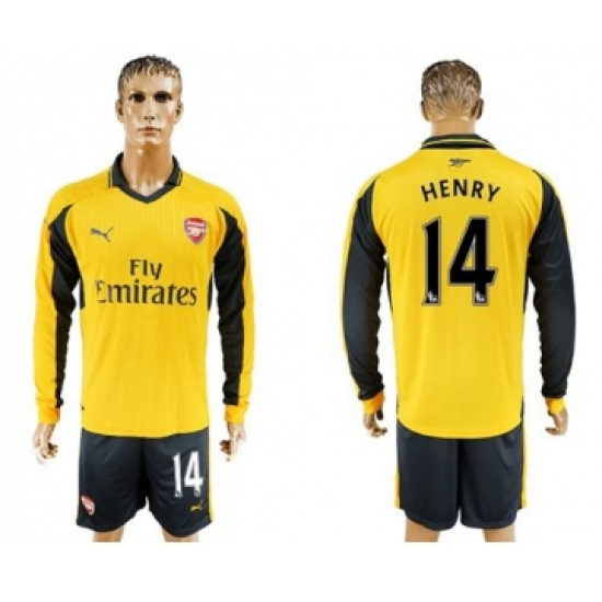 Arsenal #14 Henry Away Long Sleeves Soccer Club Jersey