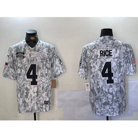 Men's Kansas City Chiefs #4 Rashee Rice Arctic Camo 2024 FUSE Salute to Service Limited Stitched Jersey - Ujersey