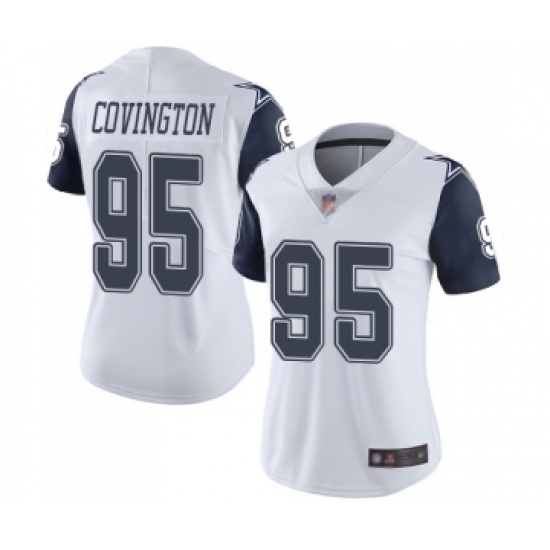 Women's Dallas Cowboys #95 Christian Covington Limited White Rush Vapor Untouchable Football Jersey - Ujersey