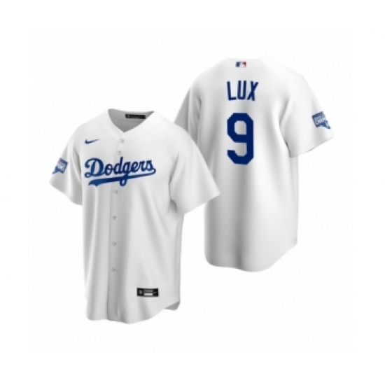 Men's Los Angeles Dodgers #9 Gavin Lux White 2020 World Series Champions Replica Jersey - Ujersey