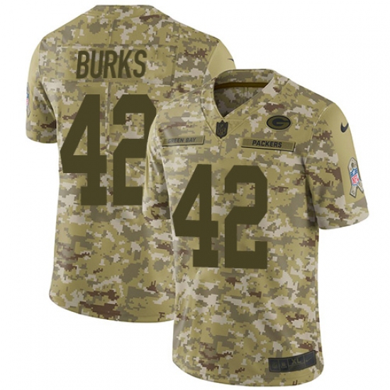 Youth Nike Green Bay Packers #42 Oren Burks Limited Camo 2018 Salute to Service NFL Jersey - Ujersey