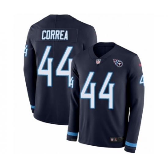 Men's Nike Tennessee Titans #44 Kamalei Correa Limited Navy Blue Therma Long Sleeve NFL Jersey - Ujersey