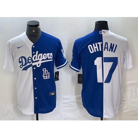 Men's Los Angeles Dodgers #17 Shohei Ohtani White Blue Two Tone Stitched Baseball Jersey - Ujersey