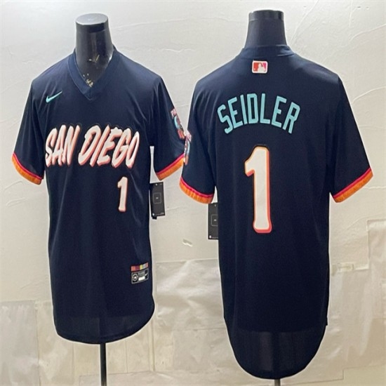 Men's San Diego Padres #1 Peter Seidler Obsidian 2026 City Connect Stadium Stitched Baseball Jersey - Ujersey