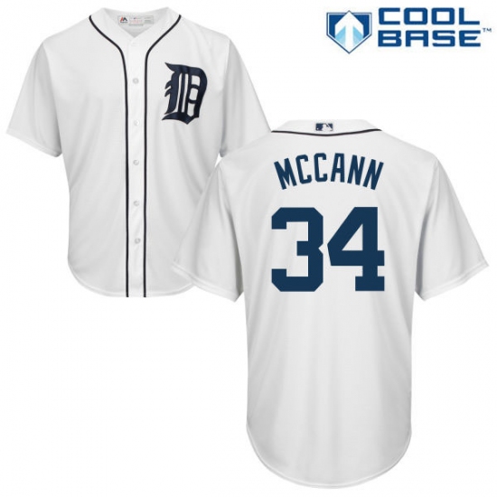 Men's Majestic Detroit Tigers #34 James McCann Replica White Home Cool Base MLB Jersey - Ujersey