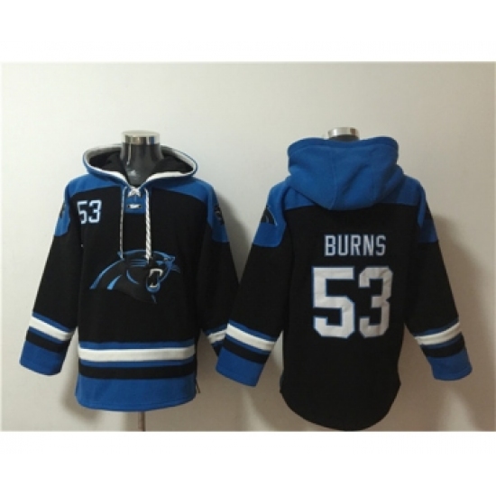 Men's Carolina Panthers #53 Brian Burns Black Ageless Must-Have Lace-Up Pullover Hoodie - Ujersey