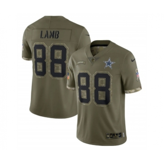 Men's Dallas Cowboys #88 CeeDee Lamb 2022 Olive Salute To Service Limited Stitched Jersey - Ujersey
