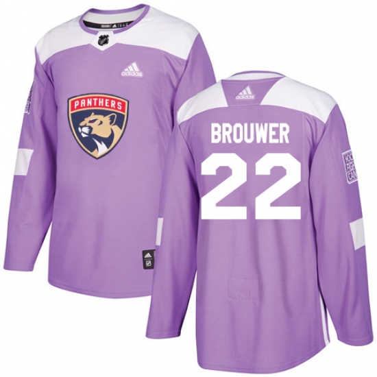 Men's Adidas Florida Panthers #22 Troy Brouwer Authentic Purple Fights Cancer Practice NHL Jersey - Ujersey