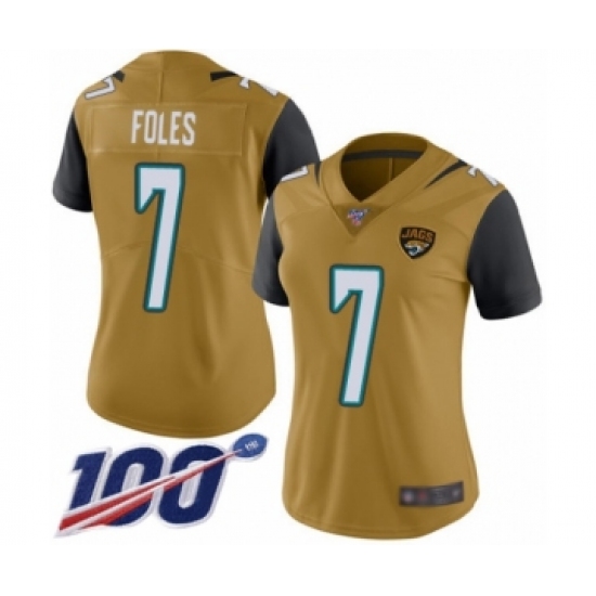 Women's Nike Jacksonville Jaguars #7 Nick Foles Limited Gold Rush Vapor Untouchable 100th Season NFL Jersey