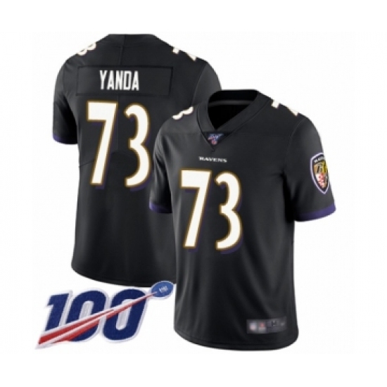 Men's Baltimore Ravens #73 Marshal Yanda Black Alternate Vapor Untouchable Limited Player 100th Season Football Jersey - Ujersey