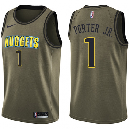Men's Nike Denver Nuggets #1 Michael Porter Jr. Green NBA Swingman Salute to Service Jersey - Ujersey
