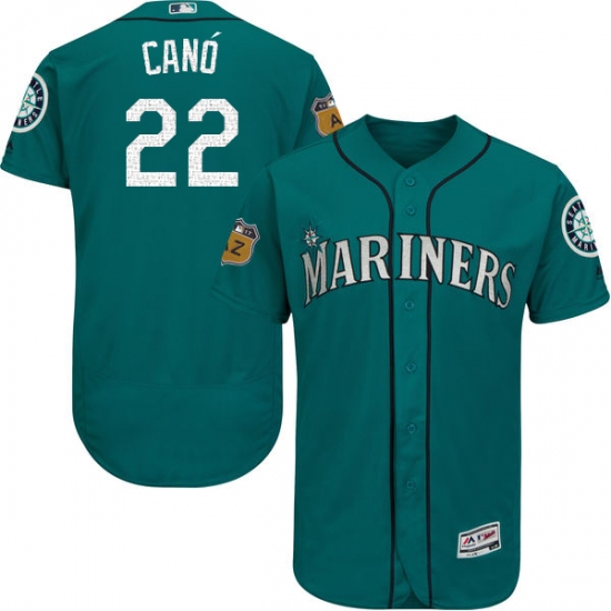 Men's Majestic Seattle Mariners #22 Robinson Cano Aqua 2017 Spring Training Authentic Collection Flex Base MLB Jersey