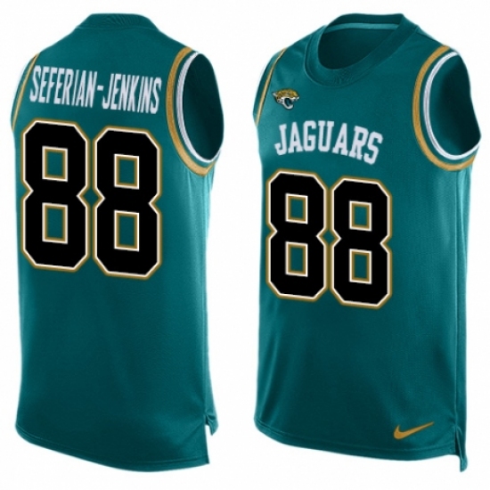 Men's Nike Jacksonville Jaguars #88 Austin Seferian-Jenkins Limited Teal Green Player Name & Number Tank Top NFL Jersey - Ujersey