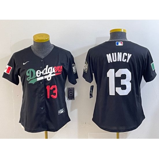 Women's Los Angeles Dodgers #13 Max Muncy Number Black Mexico 2020 World Series Cool Base Nike Jersey - Ujersey