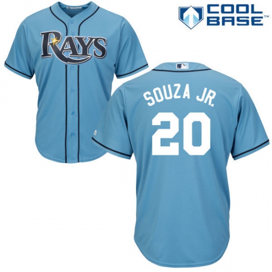 Men's Majestic Tampa Bay Rays #20 Steven Souza Replica Light Blue Alternate 2 Cool Base MLB Jersey - Ujersey