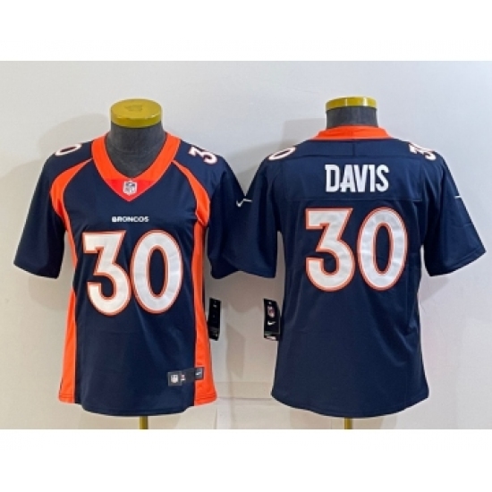 Women's Denver Broncos #30 Terrell Davis Navy Blue 2022 Vapor Untouchable Stitched NFL Nike Limited Jersey - Ujersey