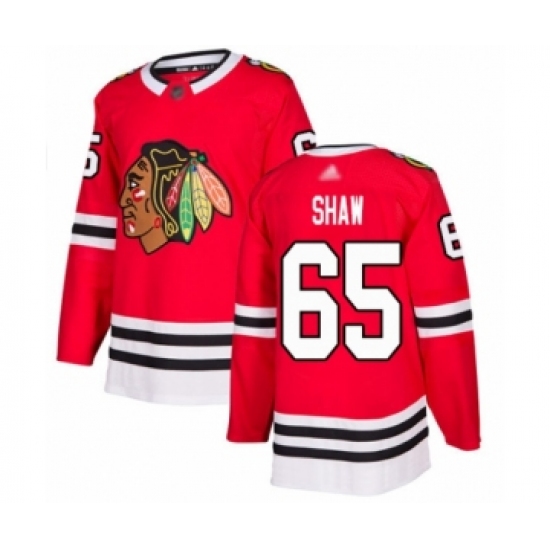 Men's Chicago Blackhawks #65 Andrew Shaw Authentic Red Home Hockey Jersey - Ujersey