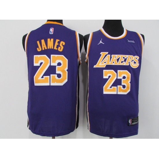 Men's Los Angeles Lakers #23 LeBron James Authentic Purple Jerseys - Ujersey