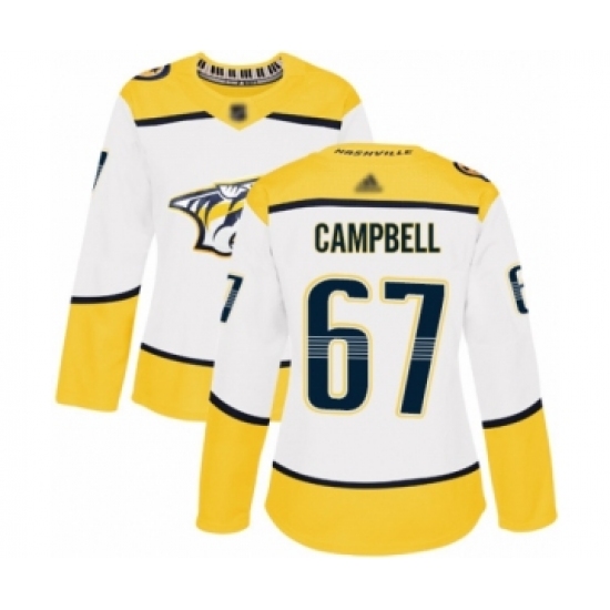 Women's Nashville Predators #67 Alexander Campbell Authentic White Away Hockey Jersey - Ujersey