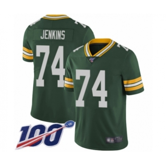 Men's Green Bay Packers #74 Elgton Jenkins Green Team Color Vapor Untouchable Limited Player 100th Season Football Jersey - Ujersey