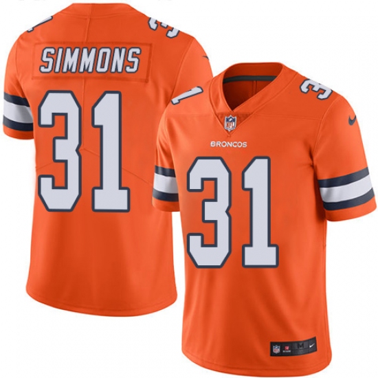 Youth Nike Denver Broncos #31 Justin Simmons Limited Orange Rush Vapor Untouchable NFL Jersey - Ujersey