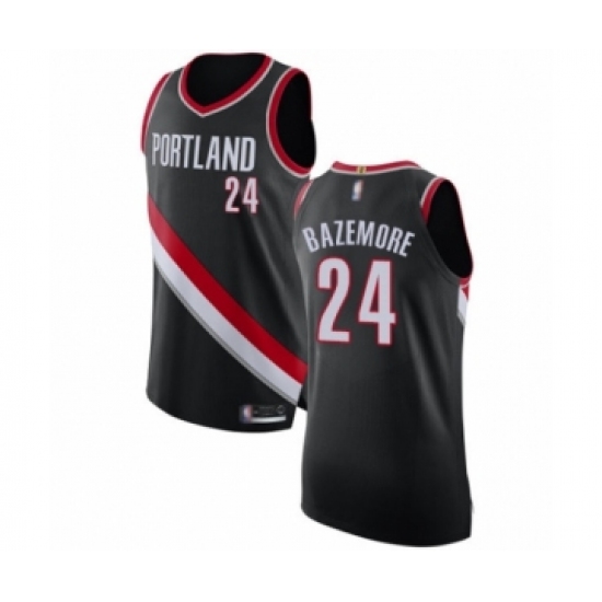 Men's Portland Trail Blazers #24 Kent Bazemore Authentic Black Basketball Jersey - Icon Edition - Ujersey