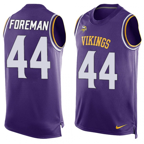 Men's Nike Minnesota Vikings #44 Chuck Foreman Limited Purple Player Name & Number Tank Top NFL Jersey - Ujersey