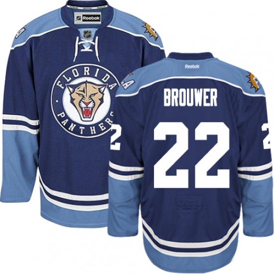 Men's Reebok Florida Panthers #22 Troy Brouwer Premier Navy Blue Third NHL Jersey - Ujersey
