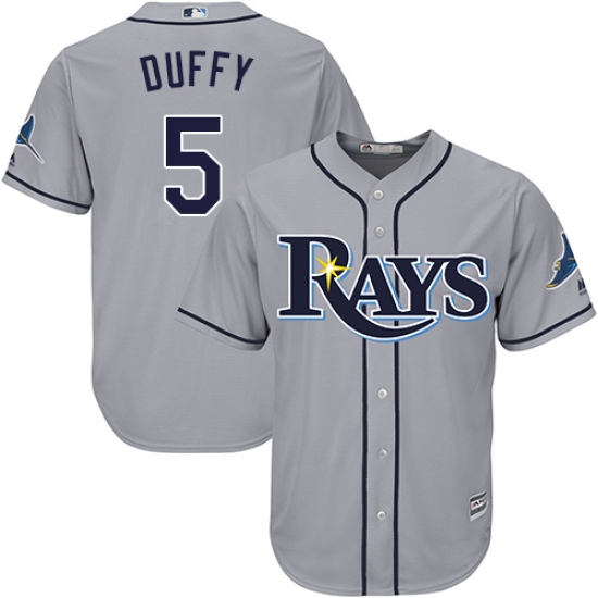 Youth Majestic Tampa Bay Rays #5 Matt Duffy Replica Grey Road Cool Base MLB Jersey - Ujersey
