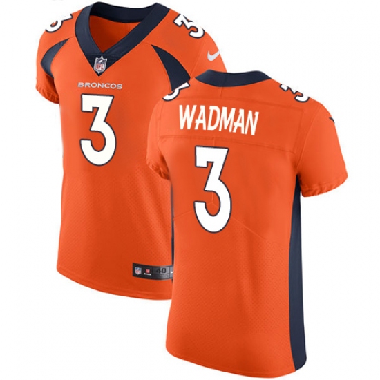 Men's Nike Denver Broncos #3 Colby Wadman Orange Team Color Vapor Untouchable Elite Player NFL Jersey - Ujersey
