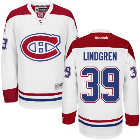 Men's Reebok Montreal Canadiens #39 Charlie Lindgren Authentic White Away NHL Jersey - Ujersey