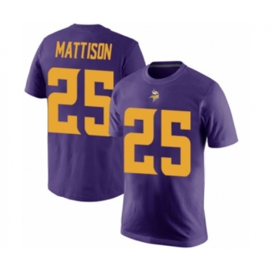 Football Minnesota Vikings #25 Alexander Mattison Purple Rush Pride Name & Number T-Shirt - Ujersey